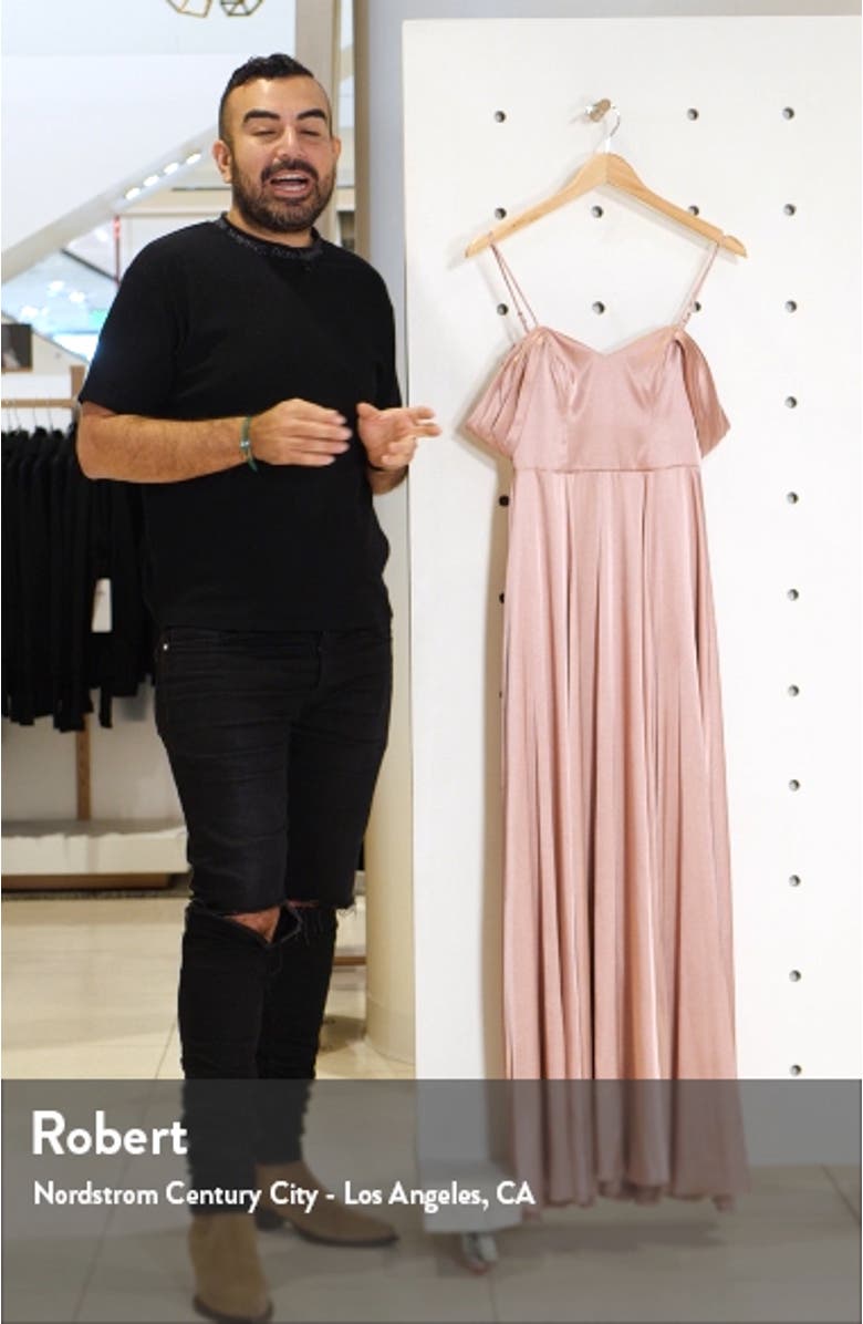 Cold Shoulder Satin Evening Gown, sales video thumbnail