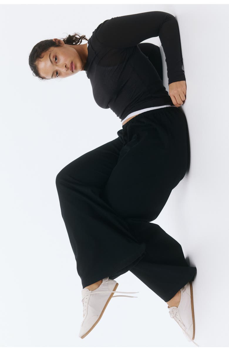 H&M Cotton drawstring pants, Alternate, color, Black