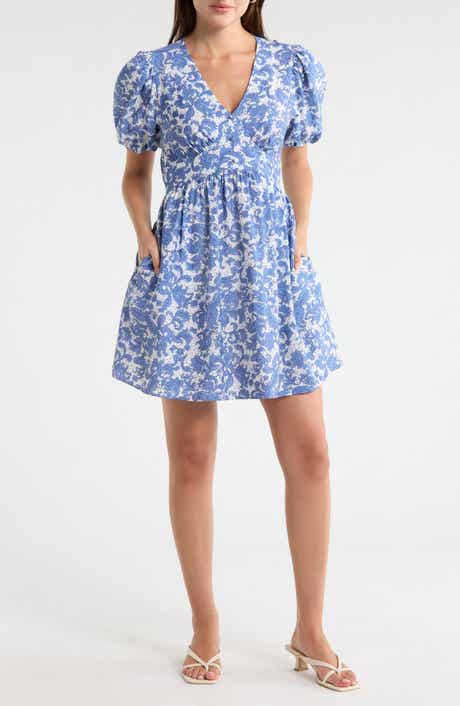 Melrose and Market Puff Sleeve Fit & Flare Minidress
