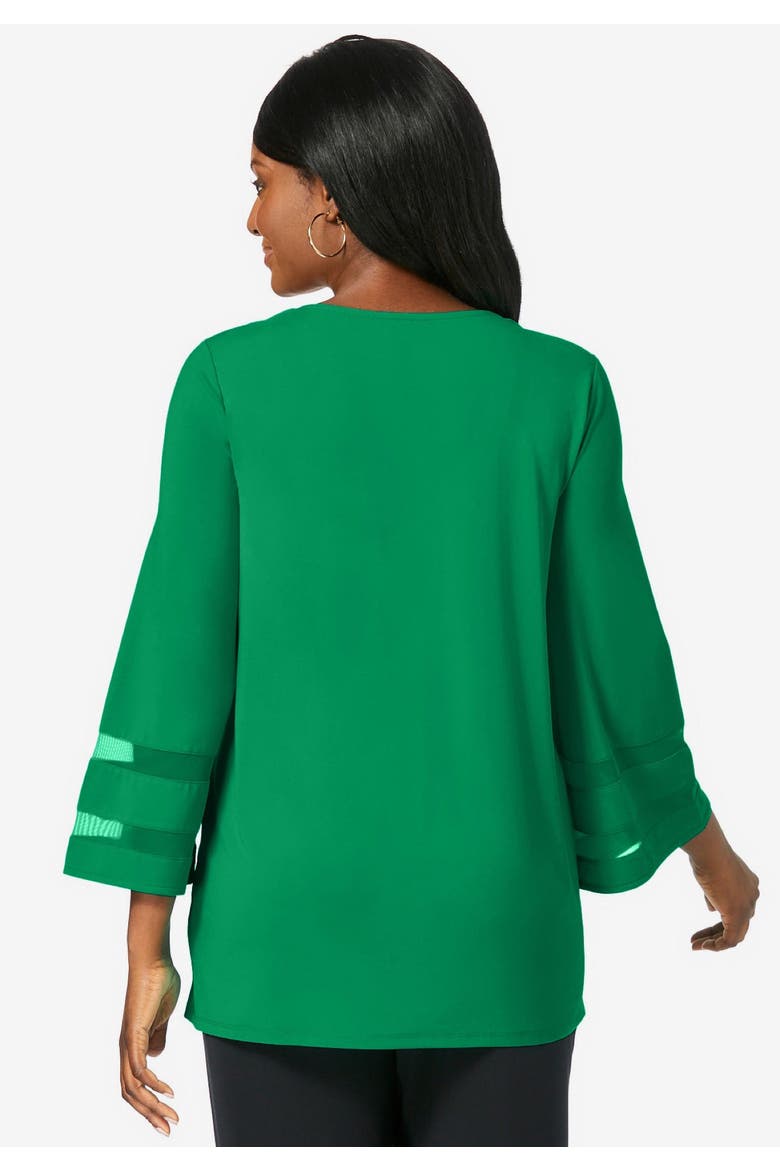 Stretch Knit Mesh Inset Sleeve Tunic, Alternate, color, AZURE MIST