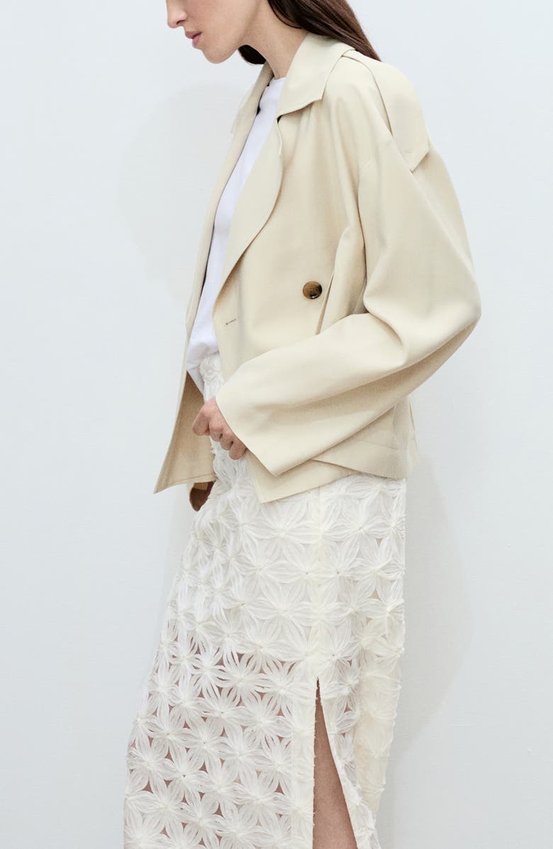 MANGO Daisy Appliqué Midi Skirt, Alternate, color, Ecru