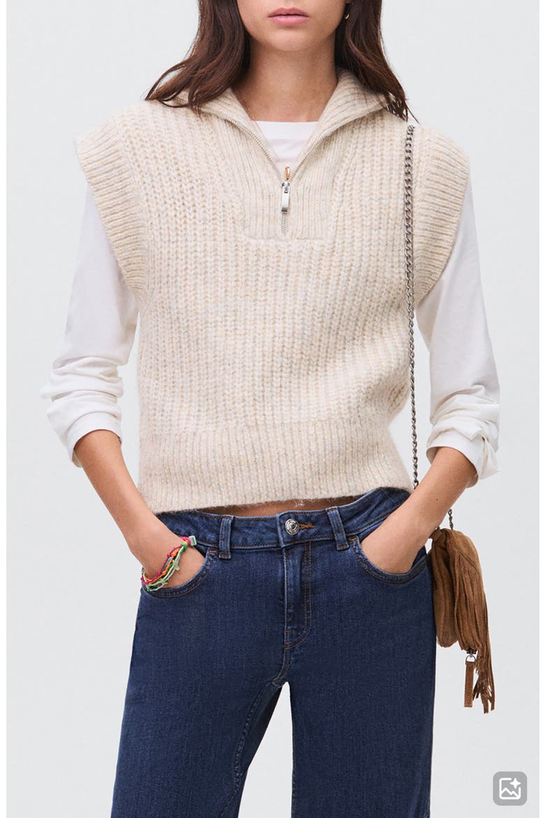 Perkins Collared Sweater Vest, Main, color, BEIGE