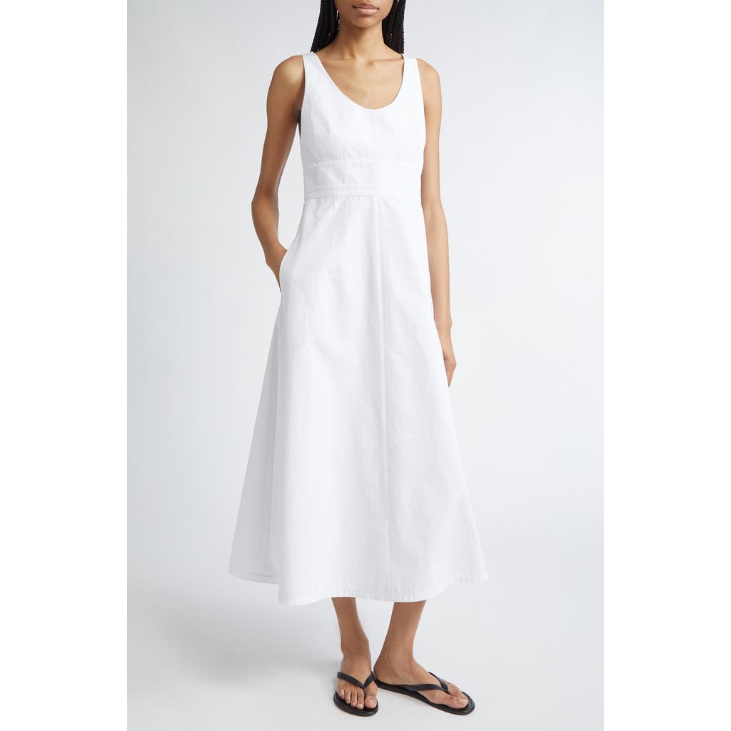 Partow Camden Cotton Poplin Midi Dress In White