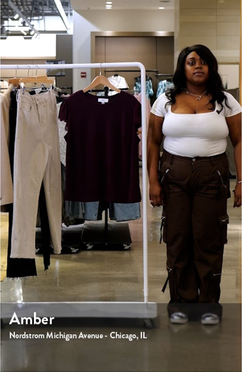 Scallop Sleeve Crewneck Jersey Top, sales video thumbnail