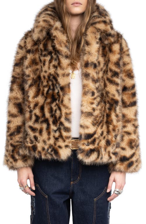 Zadig & Voltaire Leopard-print Faux-fur Coat In Brown
