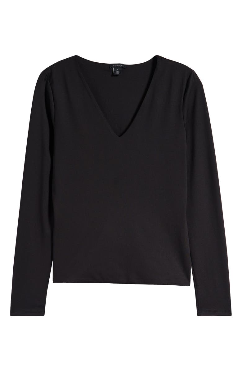Halogen<sup>®</sup> Compression V-Neck Top, Alternate, color, Rich Black