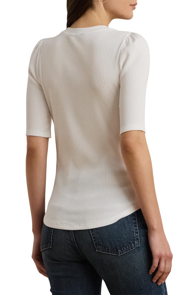 Lauren Ralph Lauren Puff Sleeve Rib Knit Top, Alternate, color,