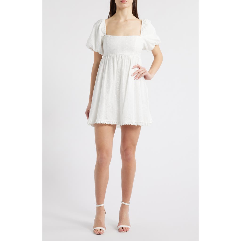 City Studio Eyelet Embroidery Minidress In White