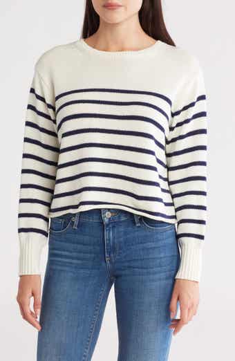 Vigoss Stripe Boxy Crop Cotton Blend Sweater