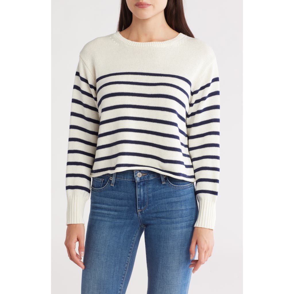 Vigoss Stripe Boxy Crop Cotton Blend Sweater