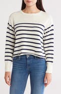 Vigoss Stripe Boxy Crop Cotton Blend Sweater