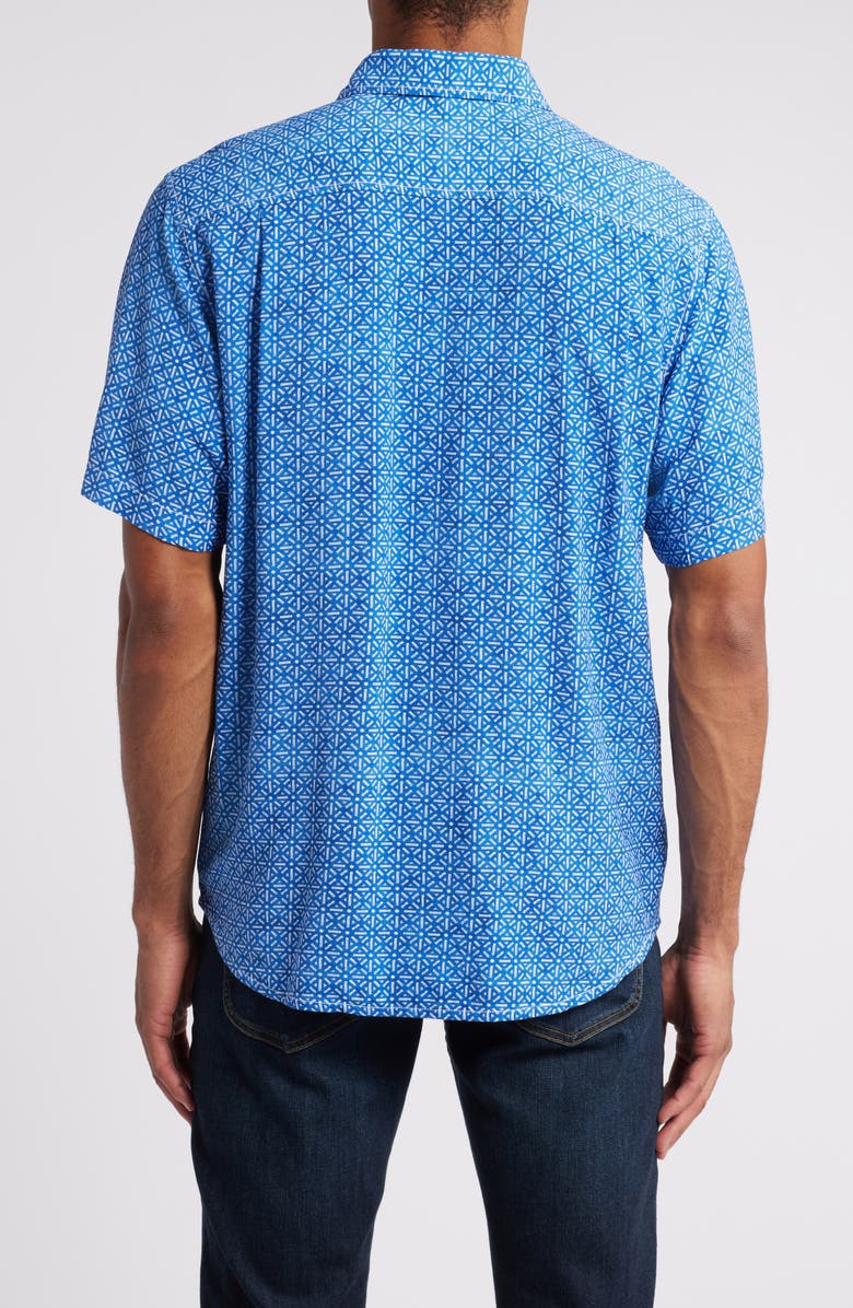 Tommy Bahama Veracruz Cay Rio Geo Short Sleeve Button-Up Shirt, Alternate, color, Blue Splash