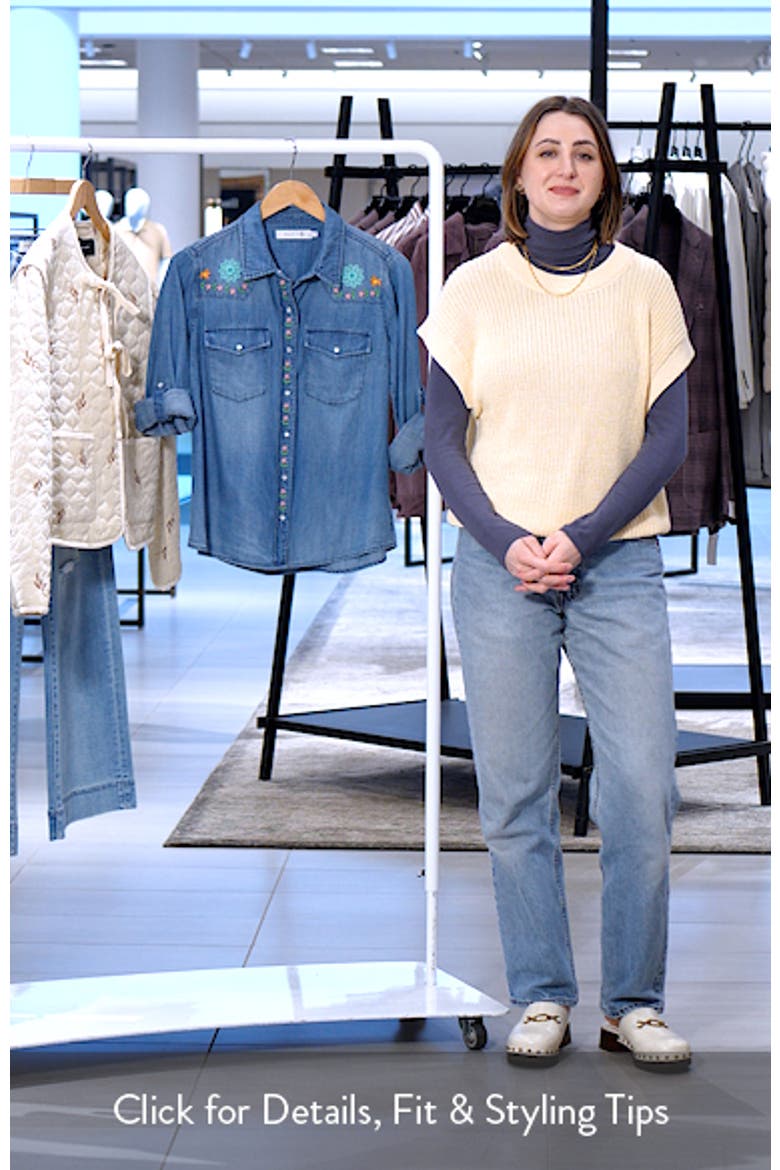 Two Step Floral Embroidered Denim Snap-Up Shirt video