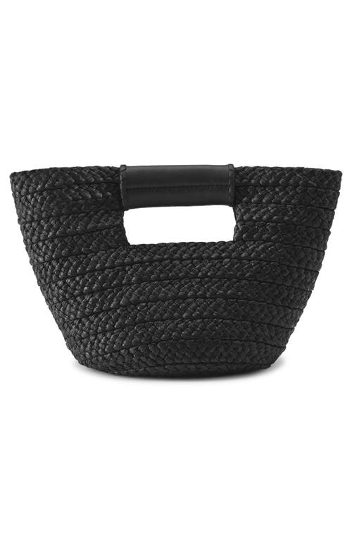Helen Kaminski Mini Remi Braided Raffia Tote In Charcoal/black