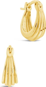 Sterling Forever Ripple Hoop Earrings