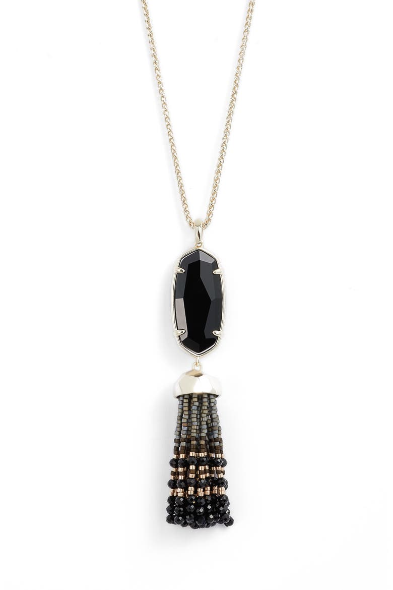 Eva Tassel Pendant Necklace, Alternate, color, BLACK/ GOLD