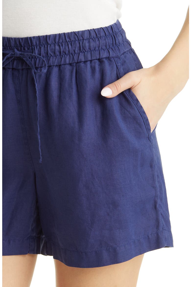 Palmbray High Waist Linen Shorts, Alternate, color, ISLAND NAVY