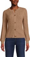 Lands' End Drifter Classic Cable Crew Neck Cardigan Sweater