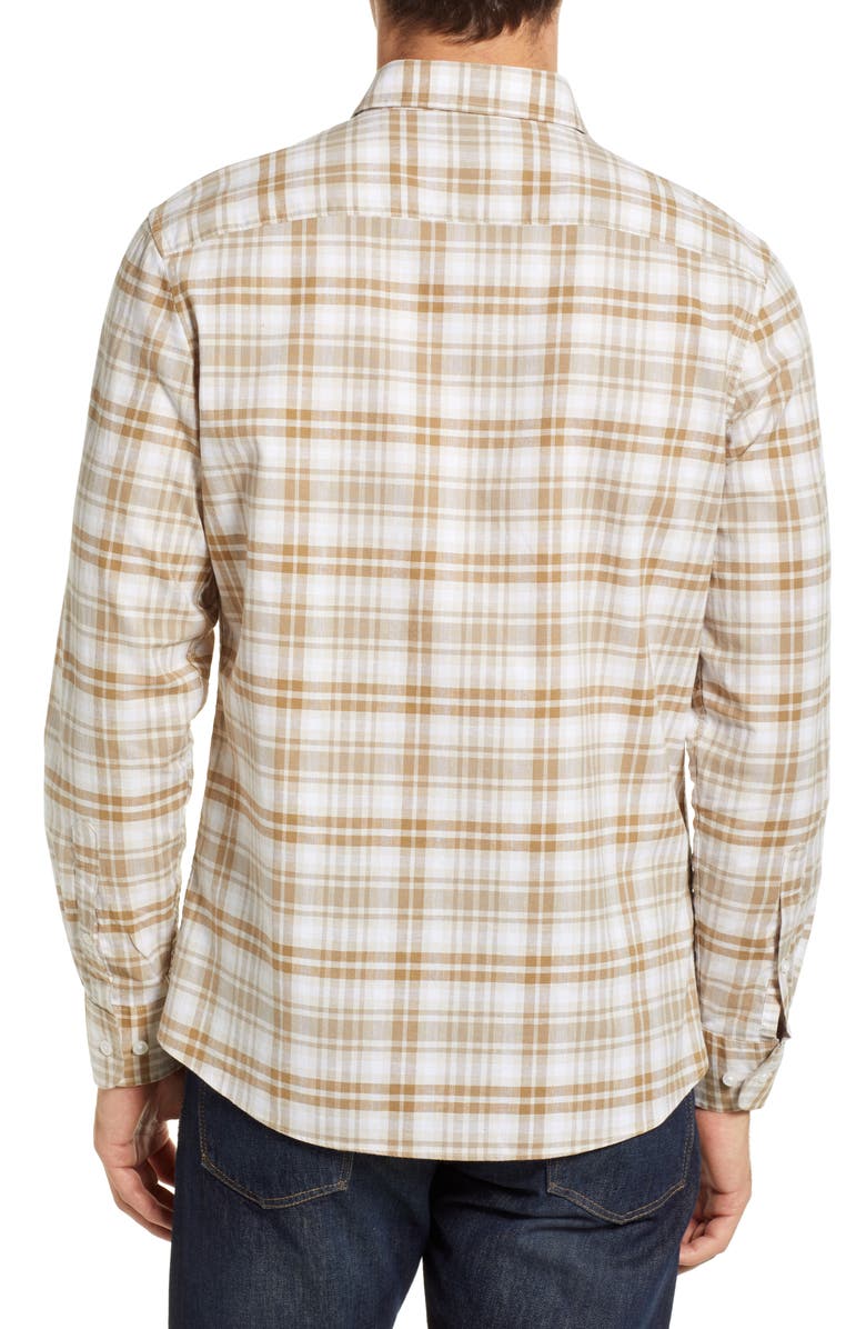 Nordstrom Trim Fit Plaid Stretch Cotton & Linen Button-Up Shirt, Alternate, color,