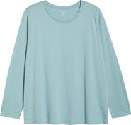 Eileen Fisher Long Sleeve Cotton Crewneck Top