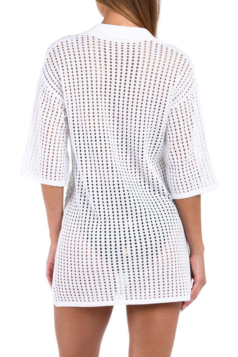 Resort Open Stitch Cover-Up Tunic, Alternate, color, WHITE