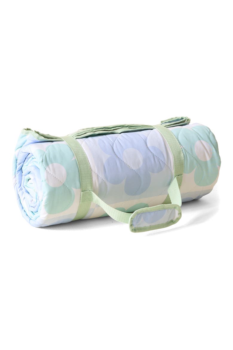 On-the-Go Quilted Blanket, Main, color, FLOWER CHECK BLUE