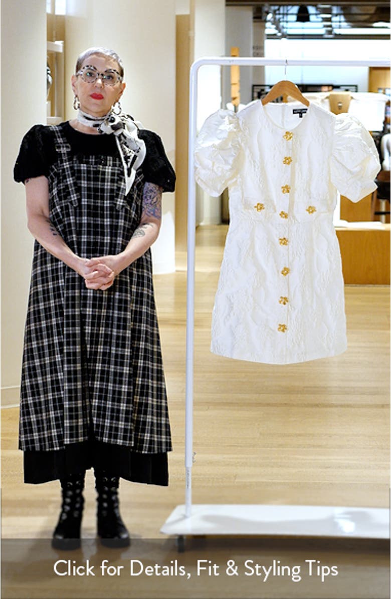 Anemone Puff Sleeve Jacquard Minidress, sales video thumbnail