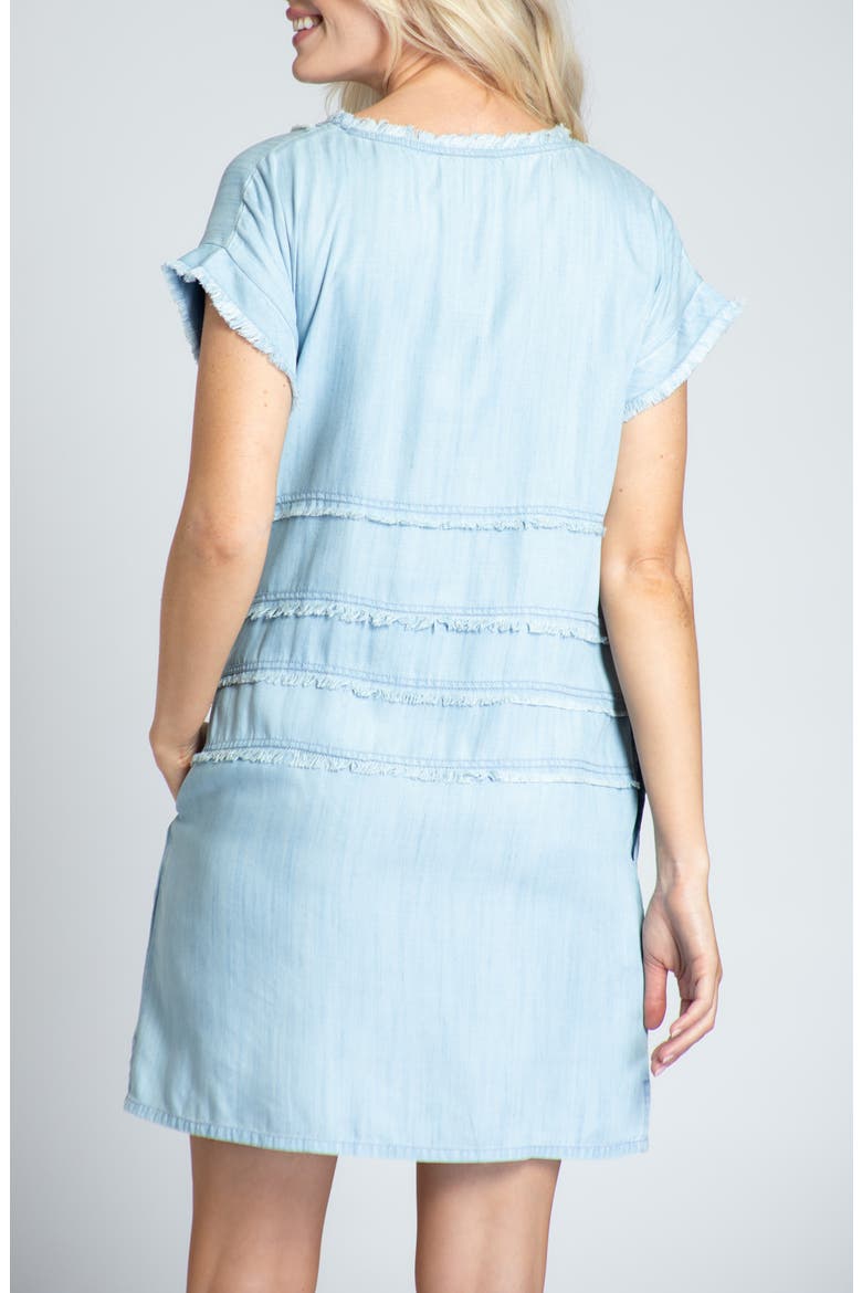 Frayed Grommet A-Line Chambray Dress, Alternate, color, LIGHT INDIGO