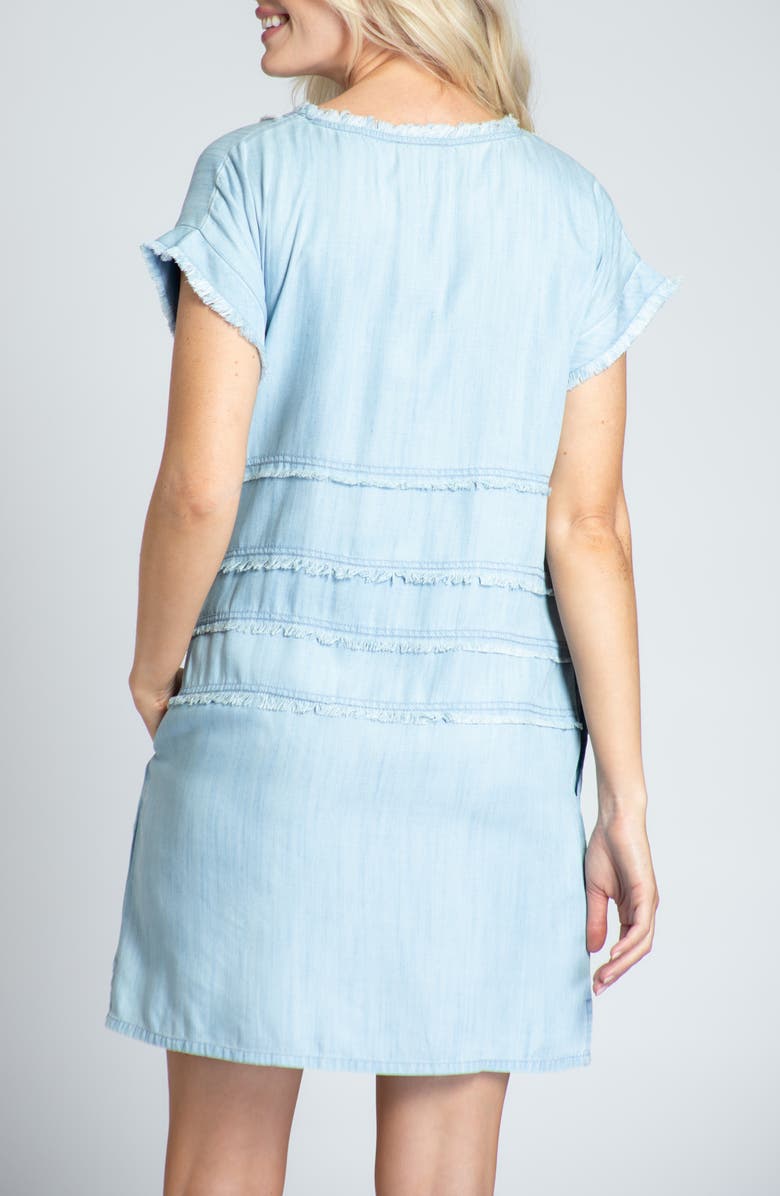 APNY Frayed Grommet A-Line Chambray Dress, Alternate, color, Light Indigo