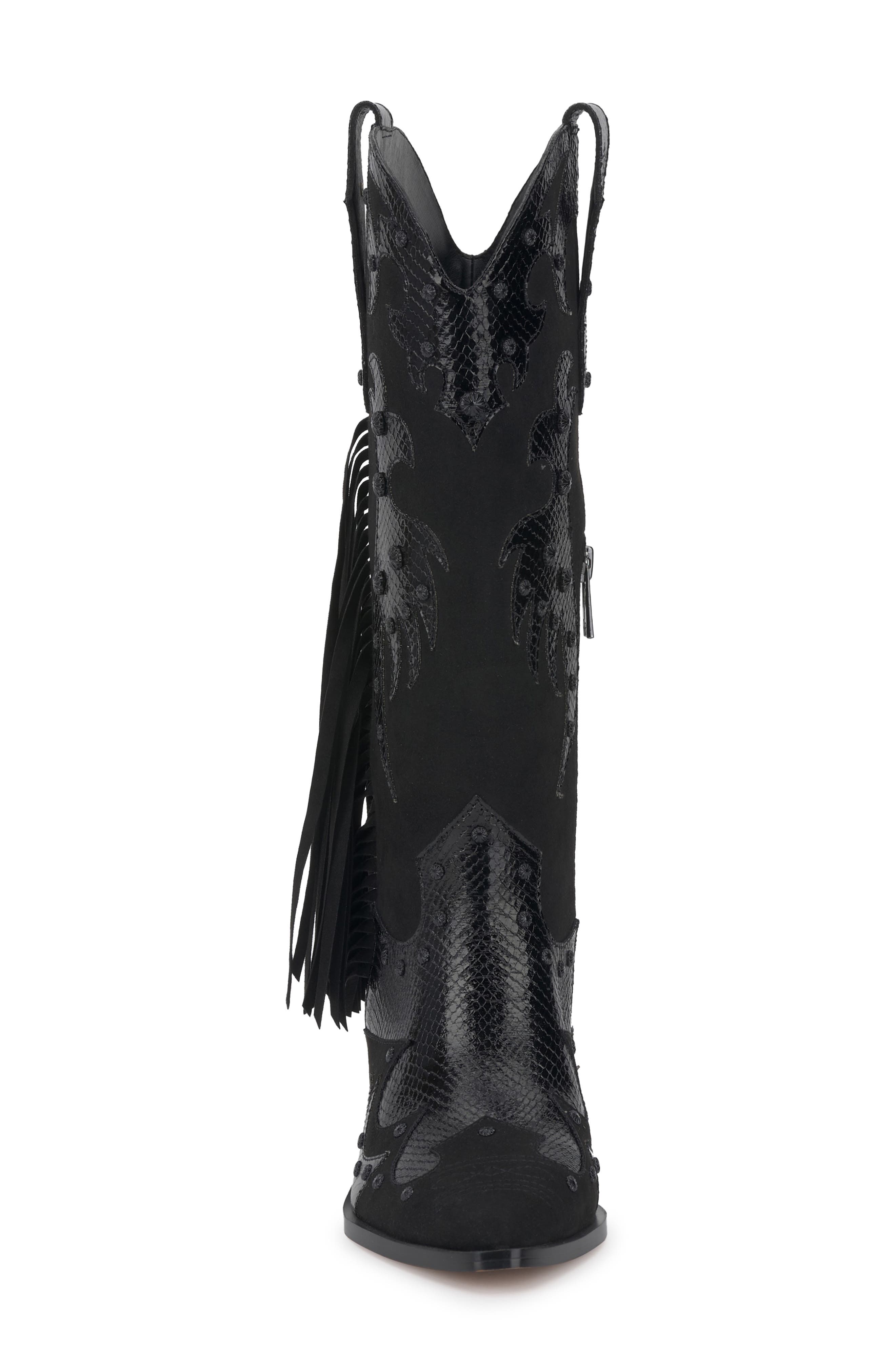 Piarin Pointed Toe Western Boot, Alternate, color, BLACK