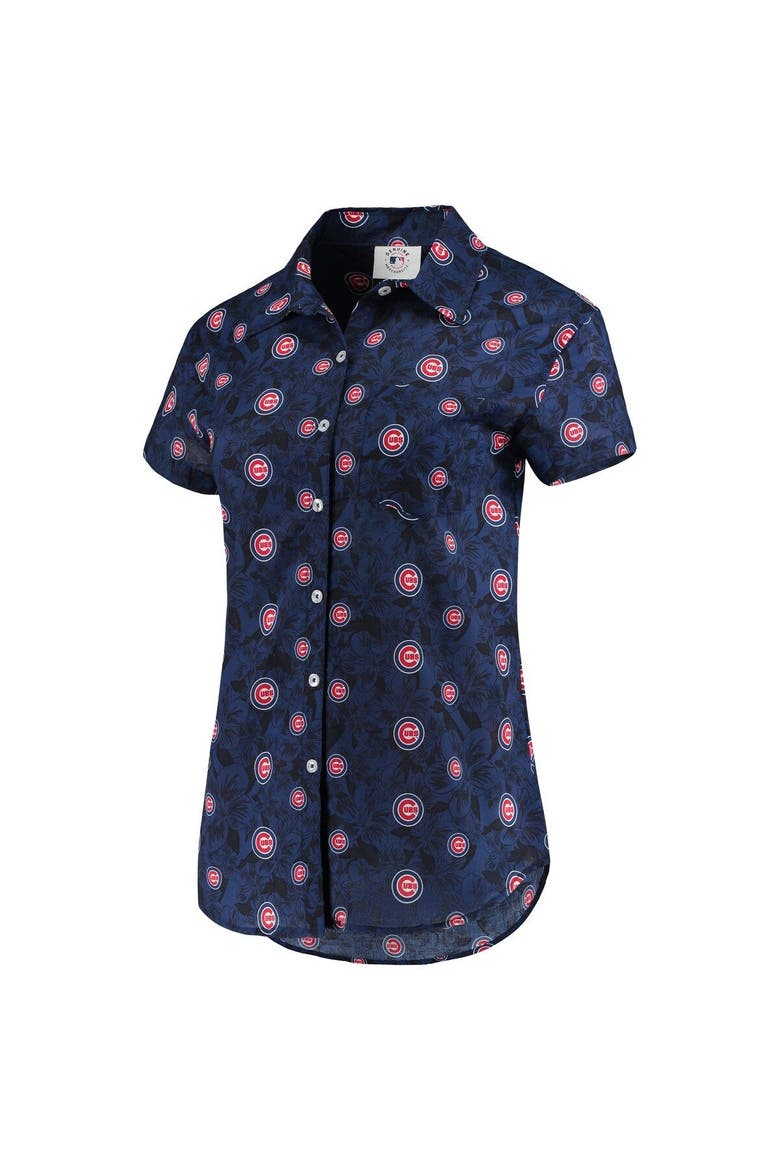 Women's FOCO Royal Chicago Cubs Floral Button Up Shirt, Alternate, color, Royal