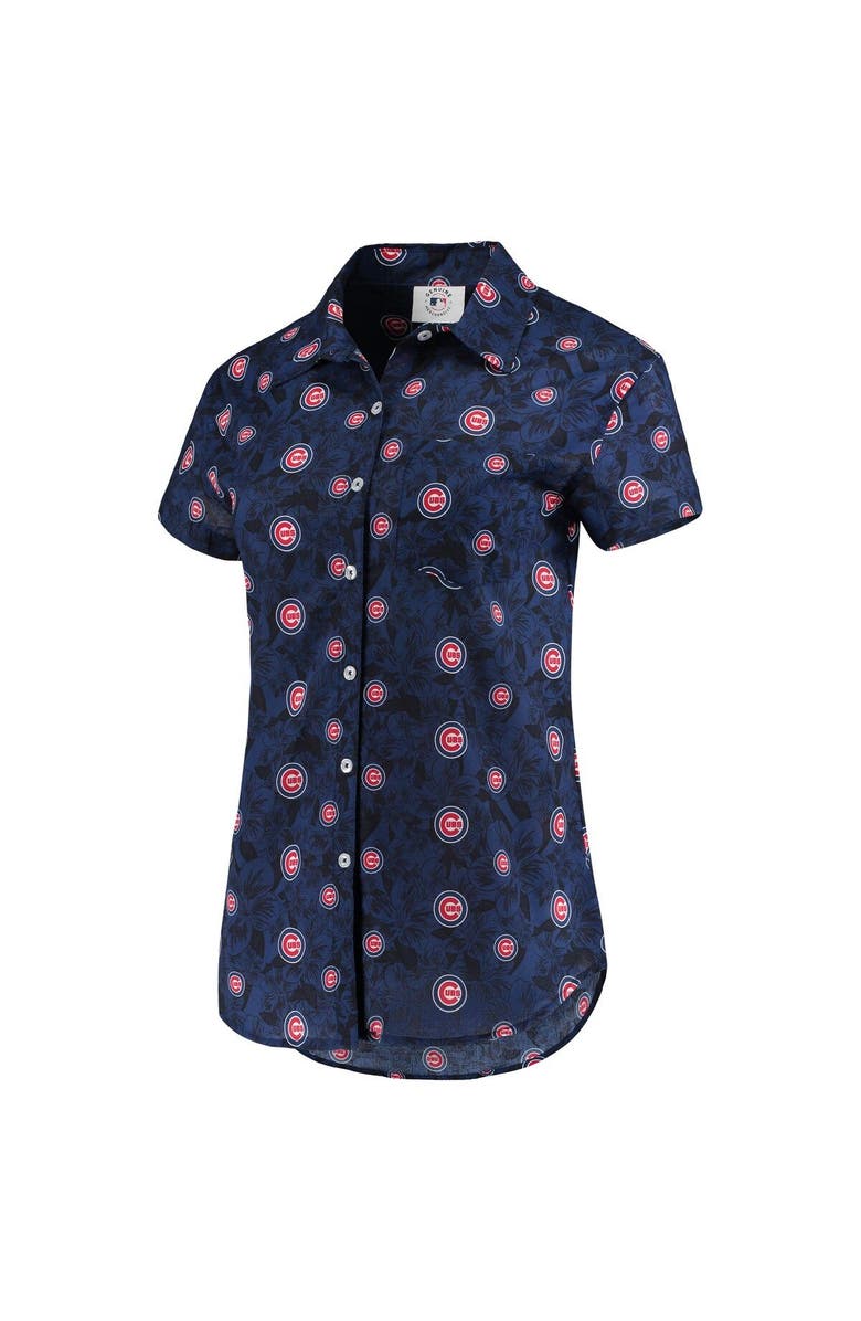 FOCO Women's FOCO Royal Chicago Cubs Floral Button Up Shirt, Alternate, color, 