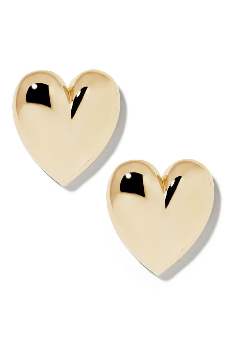 Large Puffy Heart Earrings, Main, color, GOLD