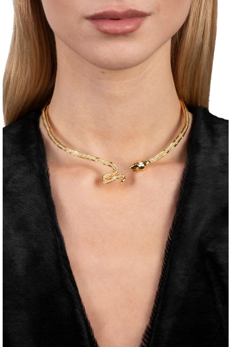 Serpent Crystal Skinny Collar Necklace, Alternate, color, CRYSTALS