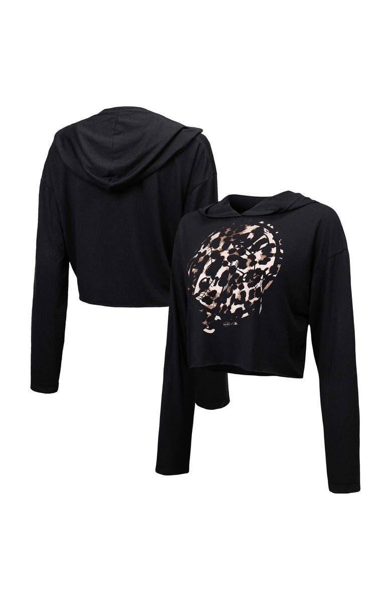 Majestic Threads Women's Majestic Threads Black New York Yankees Leopard Cropped Hoodie, Main, color, Black