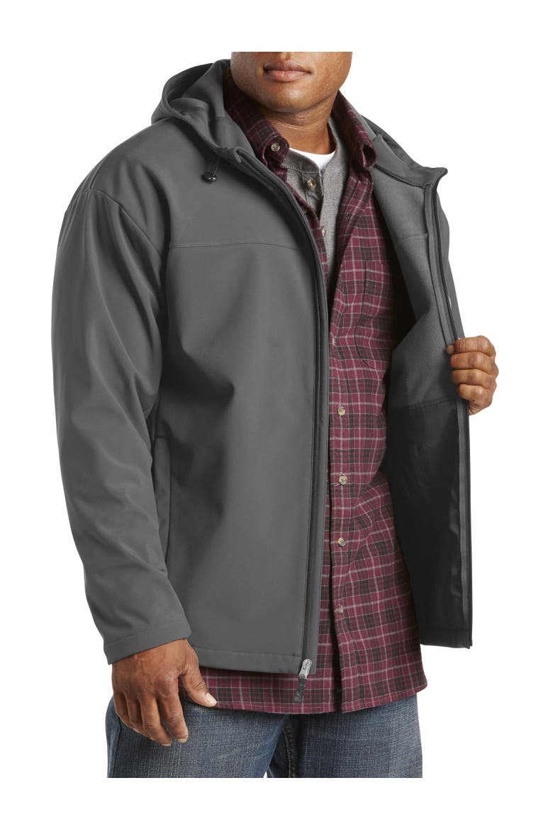Big & Tall Hooded Bonded Fleece Jacket, Alternate, color, CHARCOAL BLK