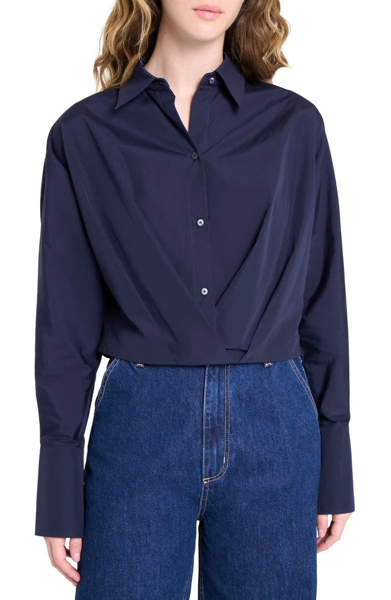 TWP Taken Draped Button-Up Shirt, Main, color, Midnight