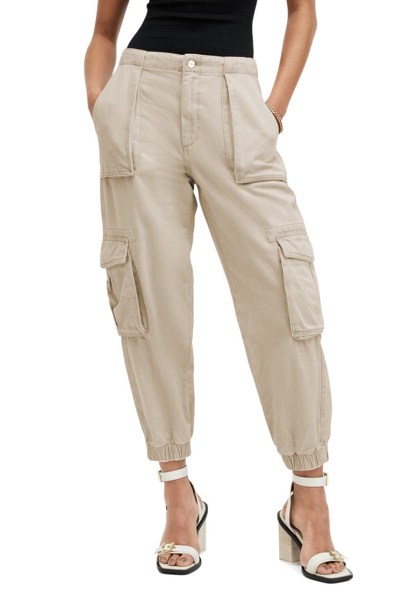 Frieda Twill Cargo Joggers, Main, color, NATURAL WHITE