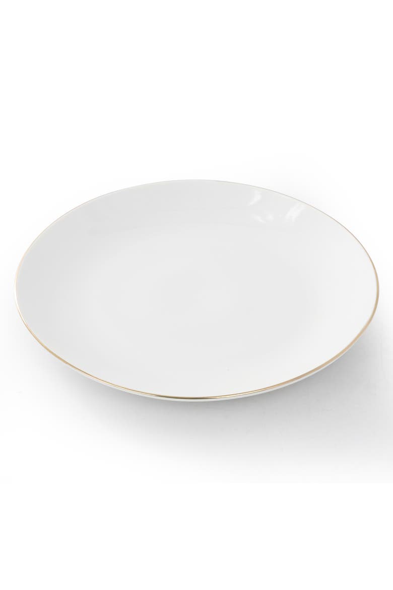 8 Piece 7.5 Inch Gold Banded Ceramic Dessert Plate Set, Alternate, color, Gold