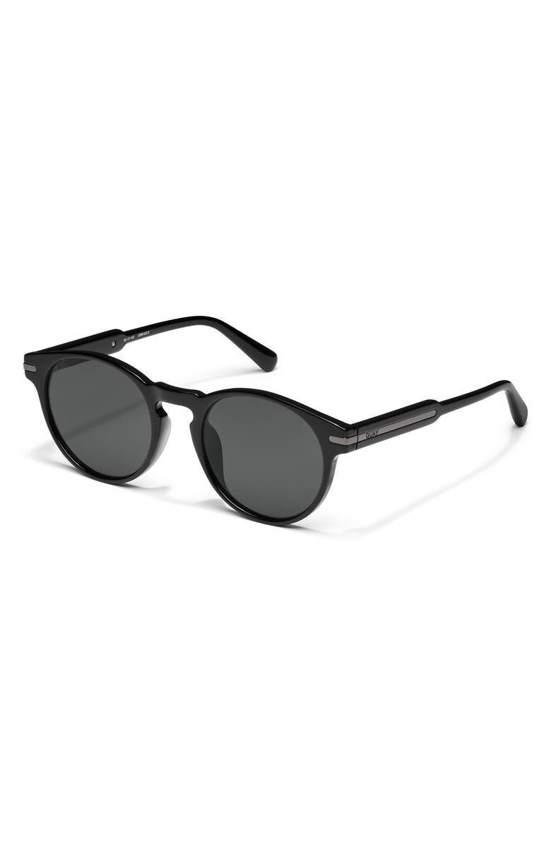 QUAY 52mm Slow Mo Polarized Round Sunglasses, Alternate, color, Black/ Smoke Polarized