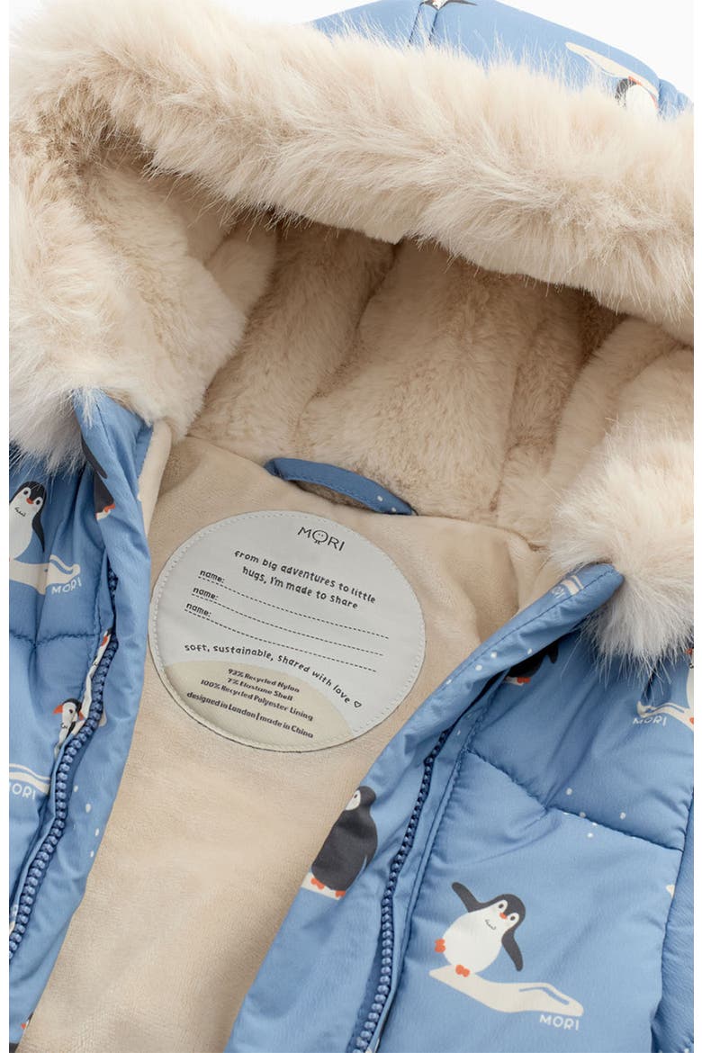Recycled Faux Fur Lined Penguin Snowsuit, Alternate, color, Rainwash