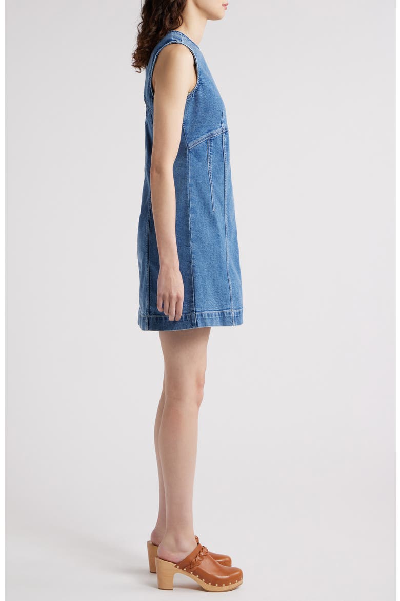 Back Cutout Fitted Denim Minidress, Alternate, color, MED WASH