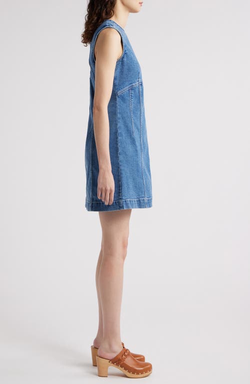 Treasure & Bond Back Cutout Fitted Denim Minidress In Med Wash