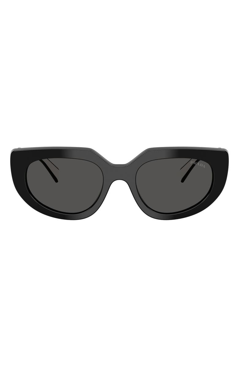 Prada 54mm Oval Sunglasses, Main, color, Black / Dark Grey