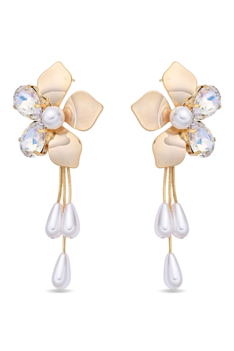 Penelope Flower Drop Earrings, Alternate, color, GOLD