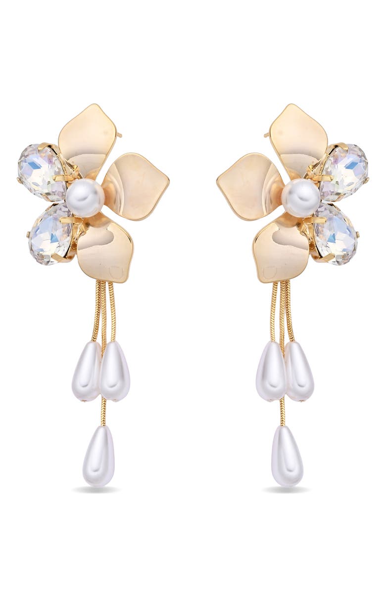 EYE CANDY LOS ANGELES Penelope Flower Drop Earrings, Alternate, color, Gold