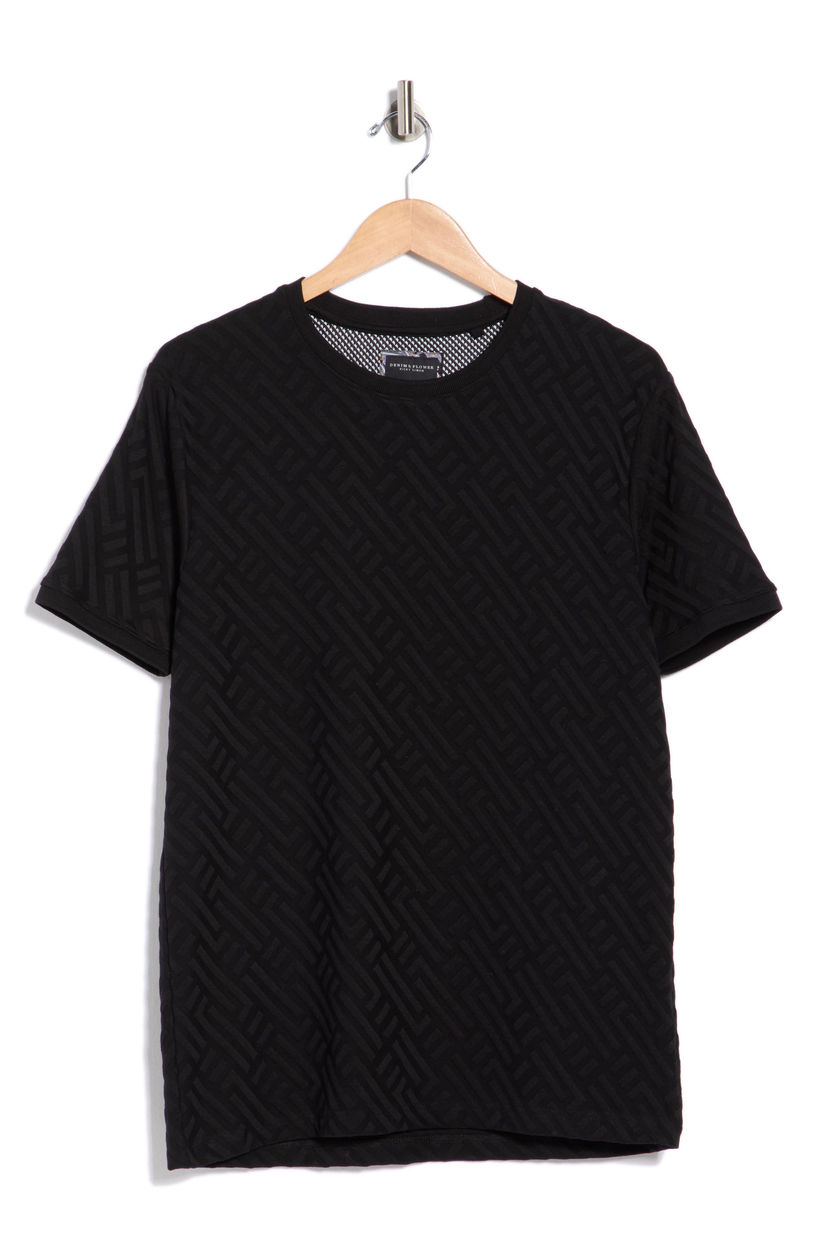 DENIM AND FLOWER Geometric Textured Knit T-Shirt