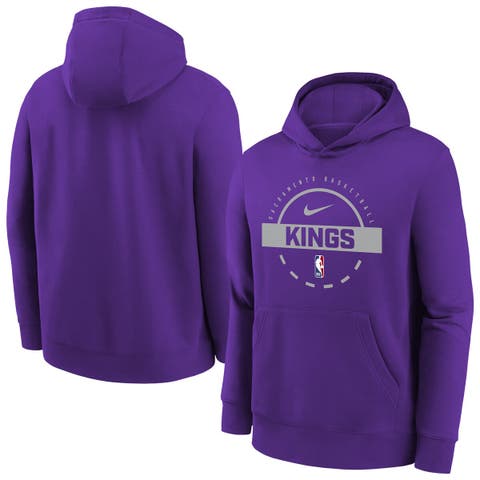Youth Nike Purple Sacramento Kings 2025/26 Club Fleece Practice Hoodie