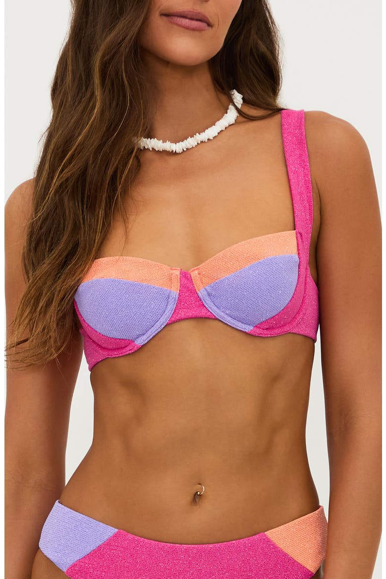 Brooks Metallic Colorblock Underwire Bikini Top, Main, color, CORAL BAY COLORBLOCK
