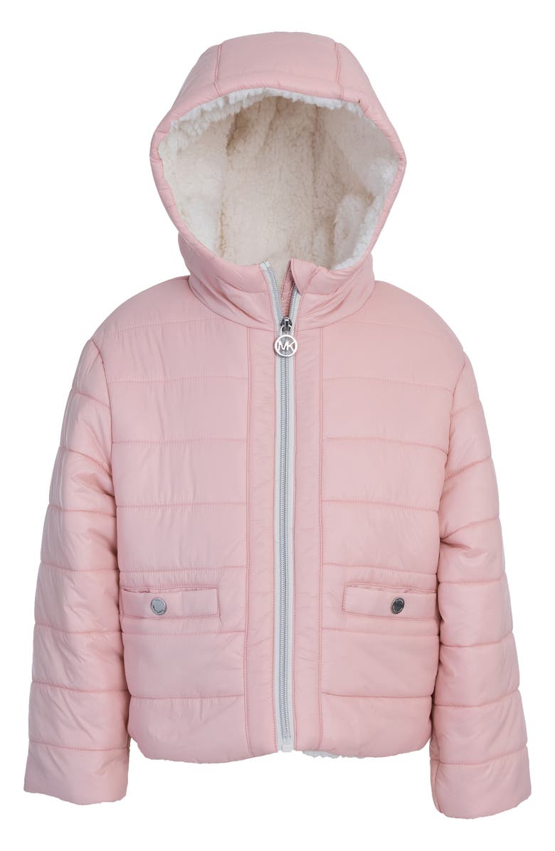 Michael Kors Kids' Plush Lined Puffer Jacket, Main, color, Rosewater